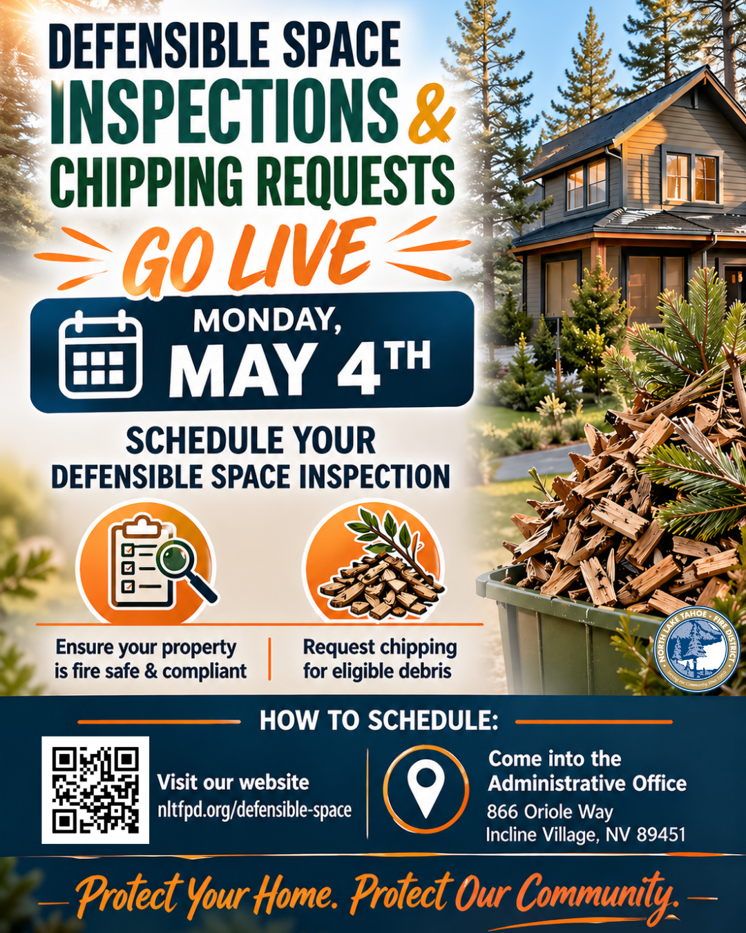 Defensible Space Inspections & Chipping Requests Open May 4, 2026