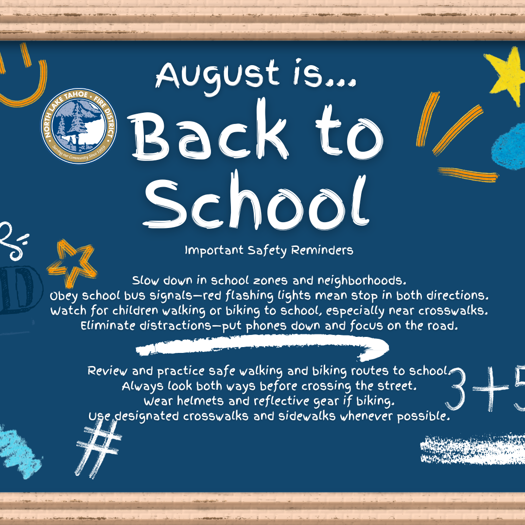 Back-to-School Safety Message from the North Lake Tahoe Fire Protection District